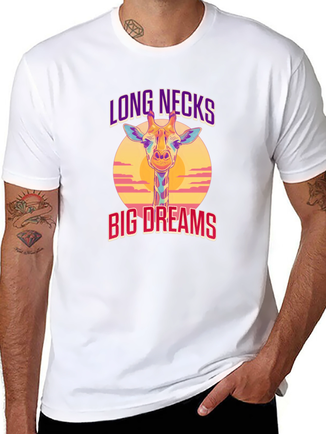 Long Necks Big Dreams Giraffe Graphic Tee