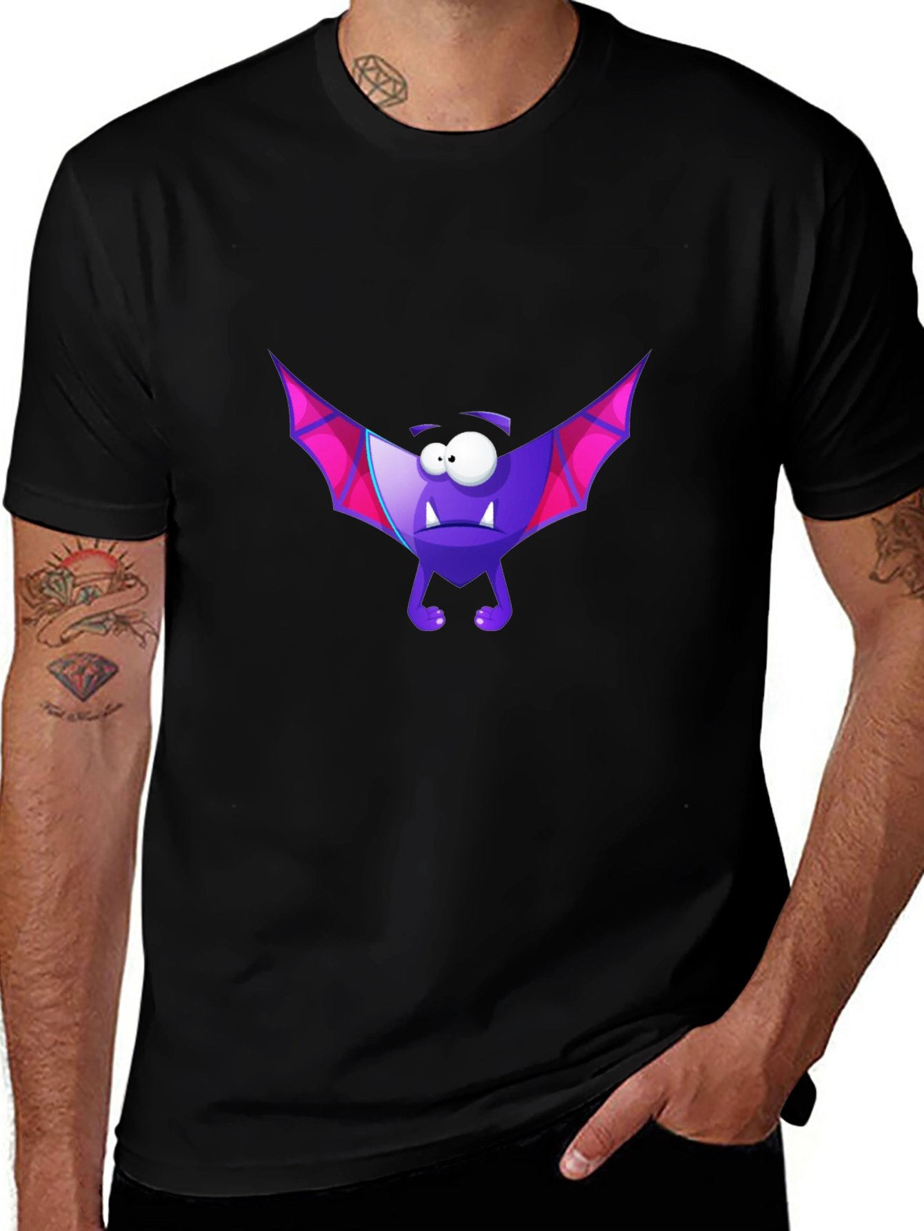 Funny Purple Bat Graphic T-Shirt