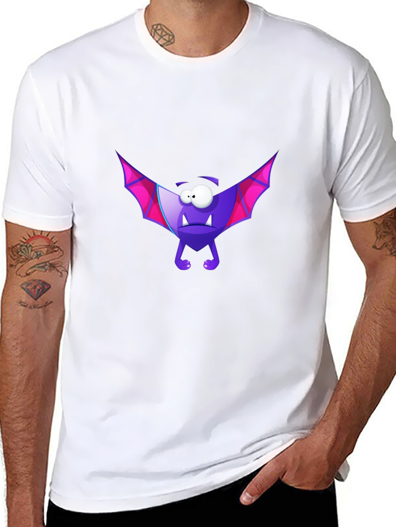 Funny Purple Bat Graphic T-Shirt