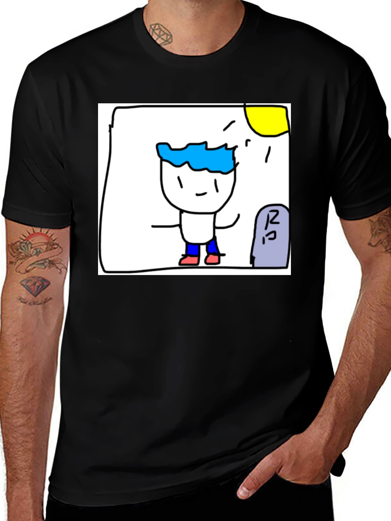 Cartoon Character Black T-Shirt