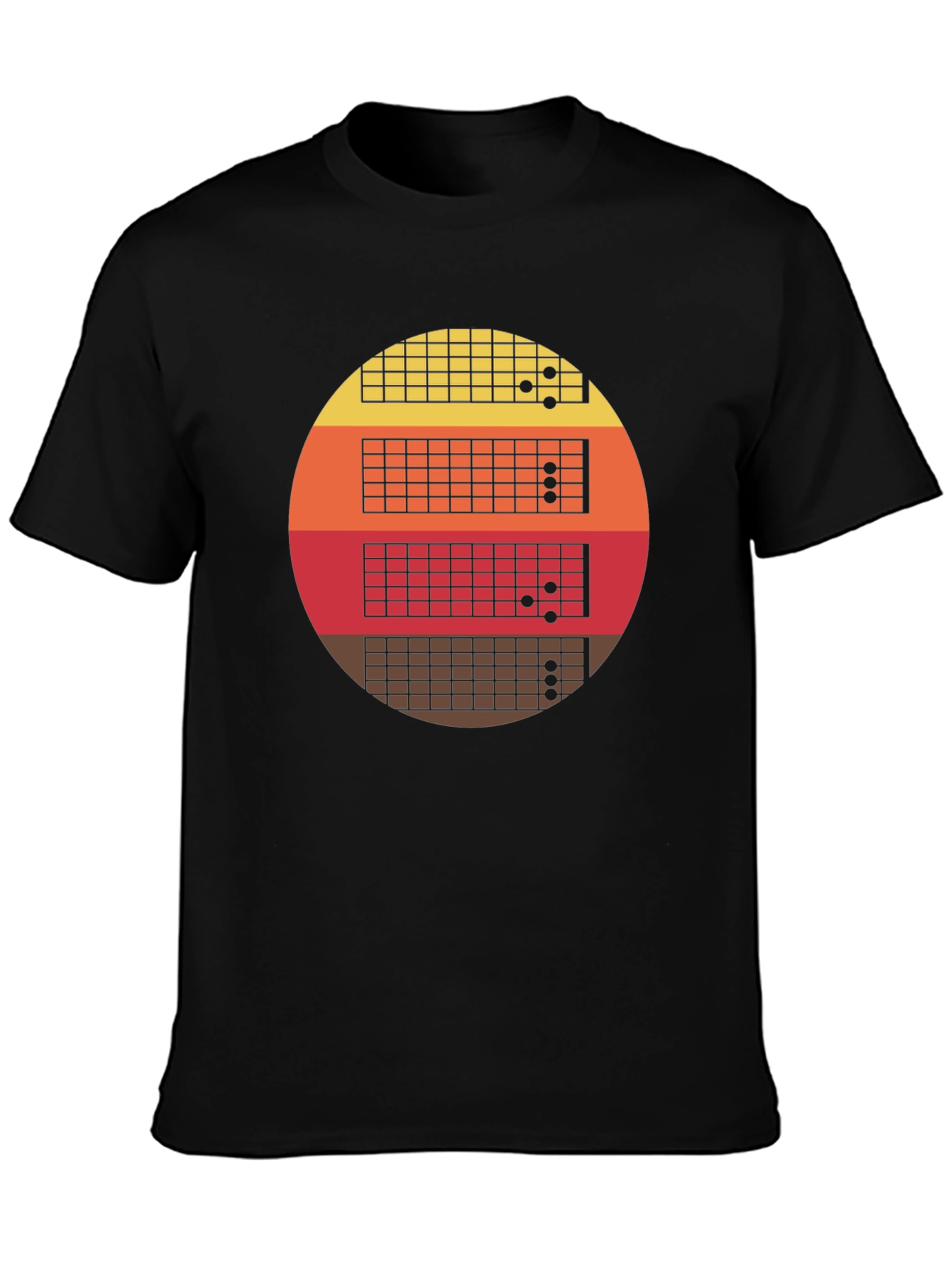 Retro Guitar Fretboard Sunset T-Shirt