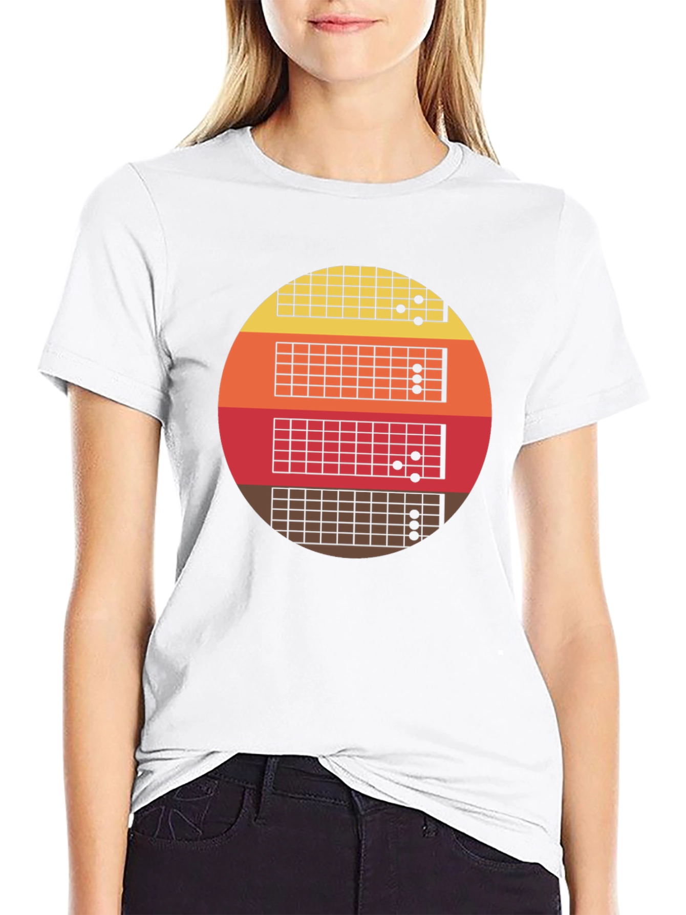 Retro Guitar Fretboard Sunset T-Shirt