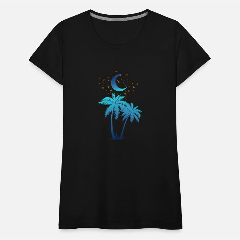 Palm Tree and the Moon Under the Stars, Nature Gif
