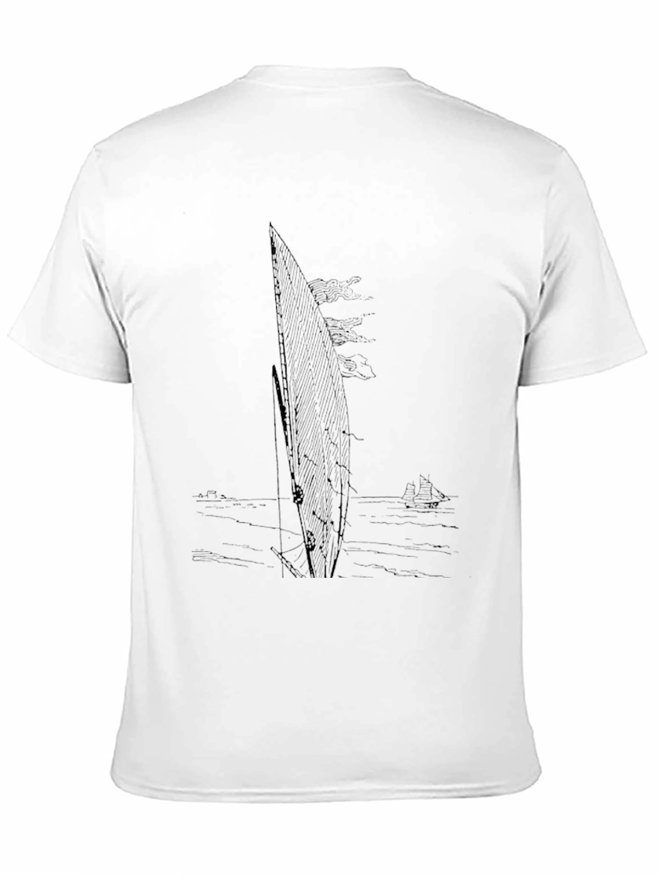 Mens Black Sailboat Graphic T-Shirt