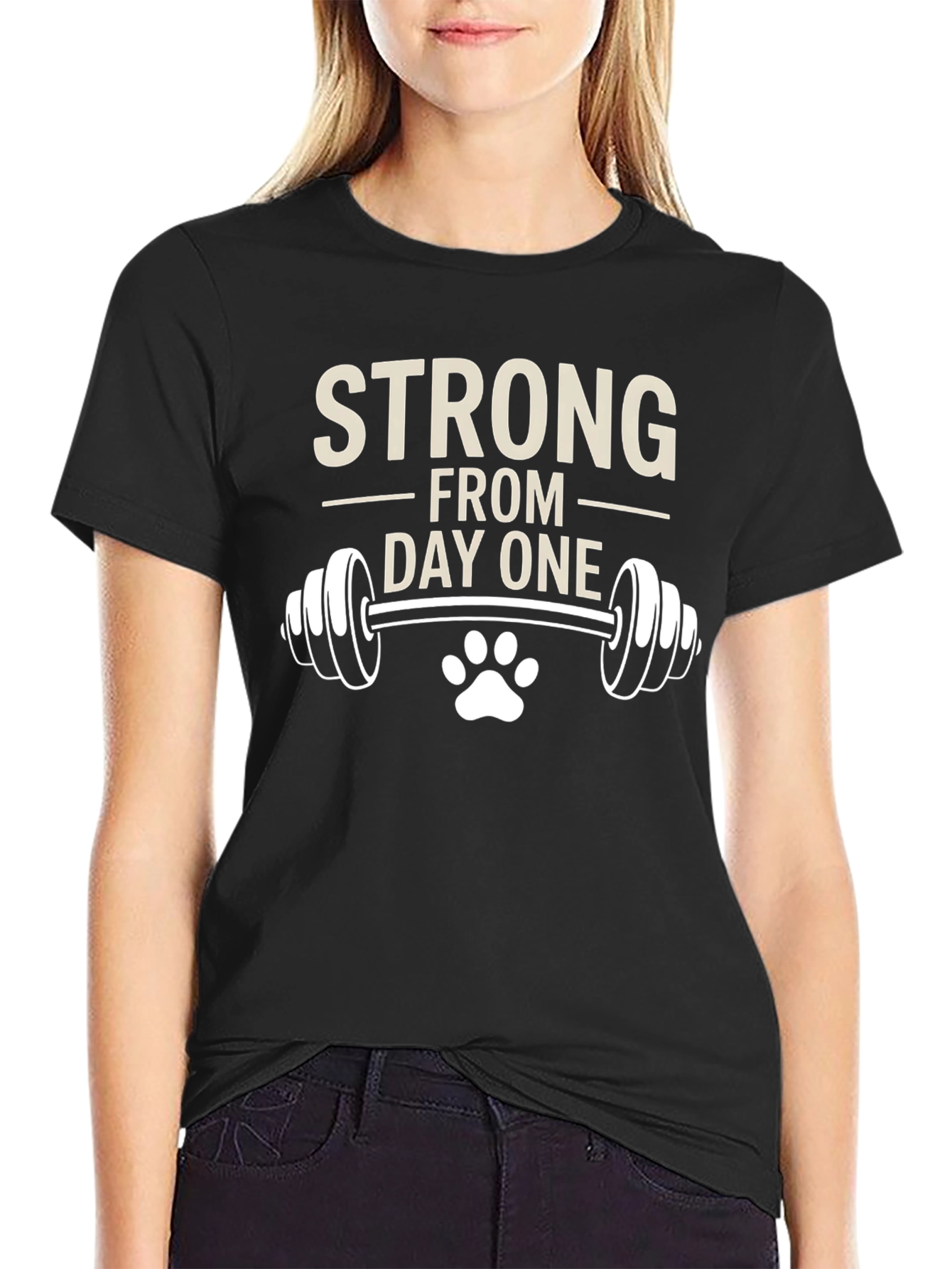 Strong From Day One Mens Black Graphic Tee