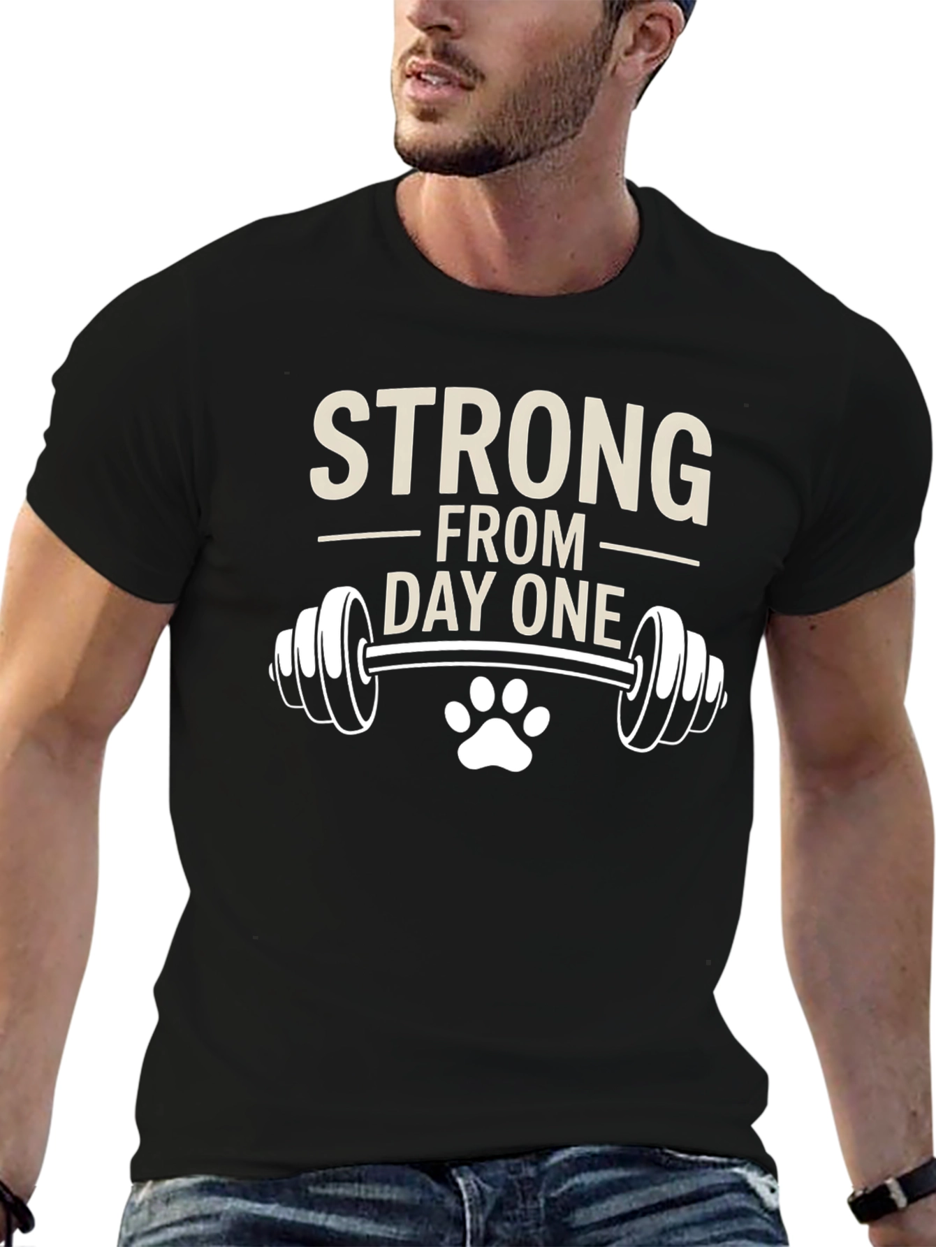 Strong From Day One Mens Black Graphic Tee
