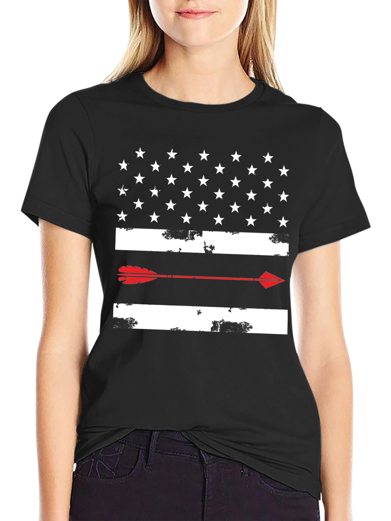 American Flag Arrow Graphic Tee - Black