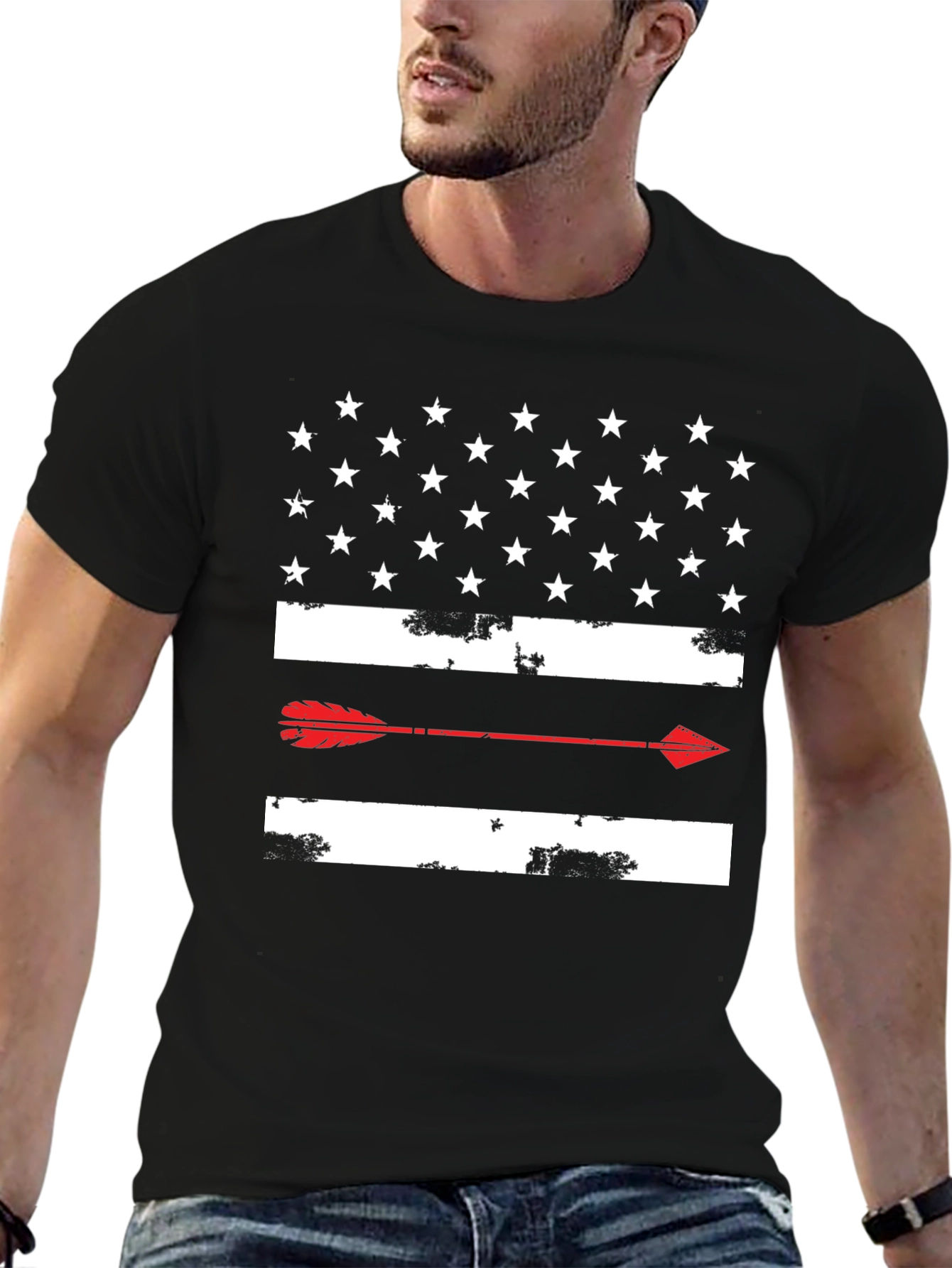 American Flag Arrow Graphic Tee - Black