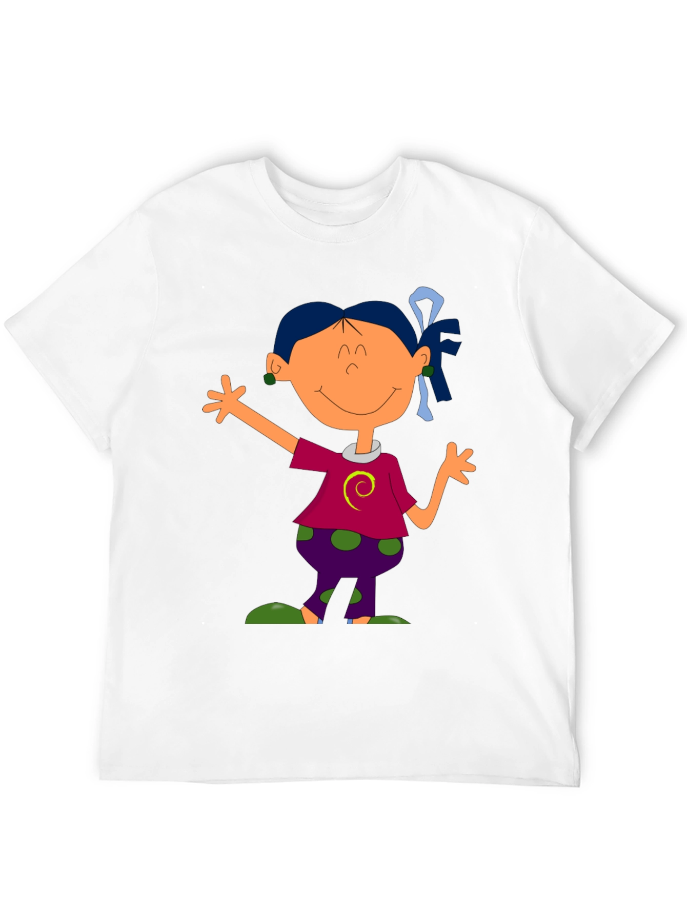 Cartoon Girl Graphic Tee - Black T-Shirt