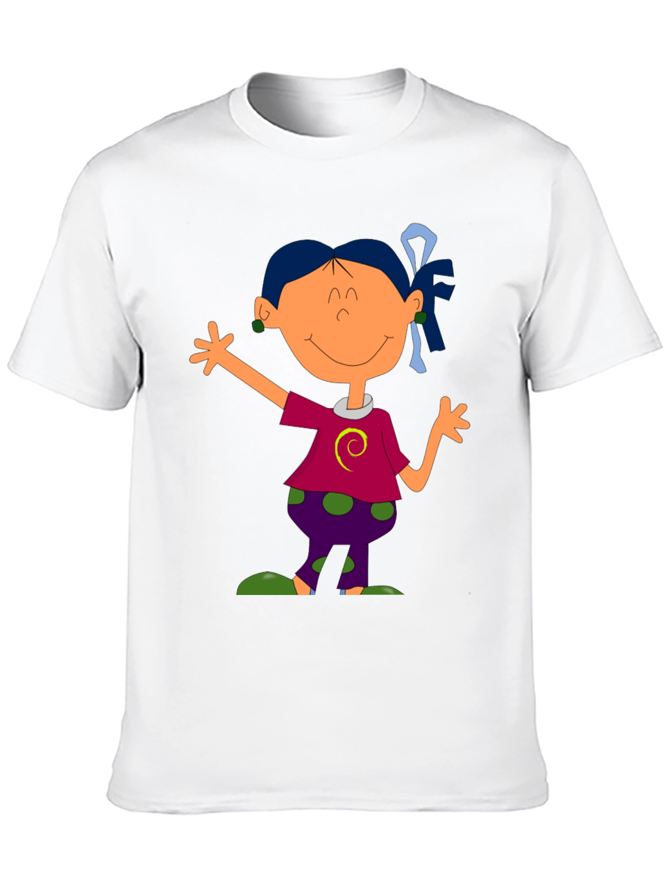 Cartoon Girl Graphic Tee - Black T-Shirt