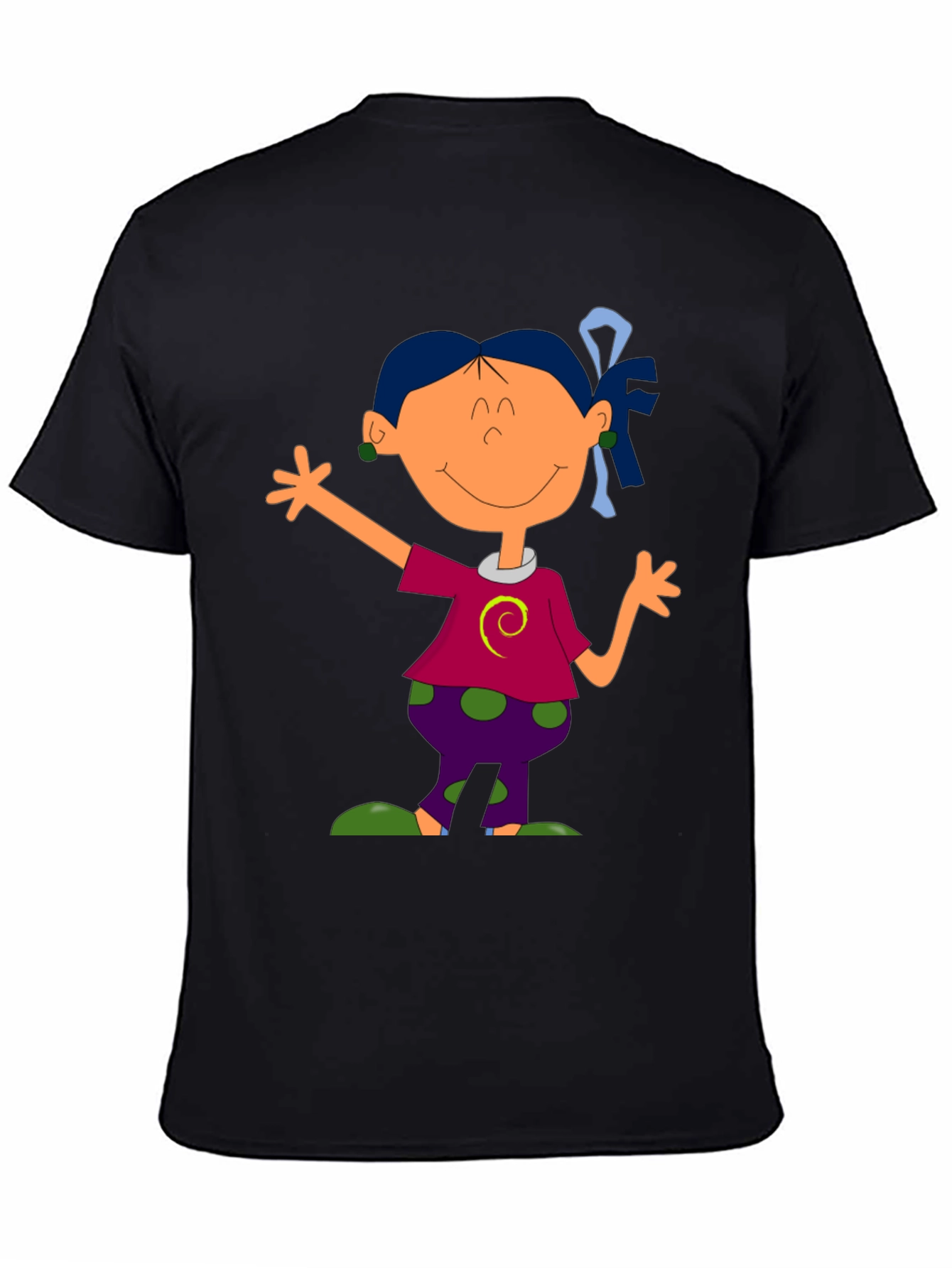 Cartoon Girl Graphic Tee - Black T-Shirt