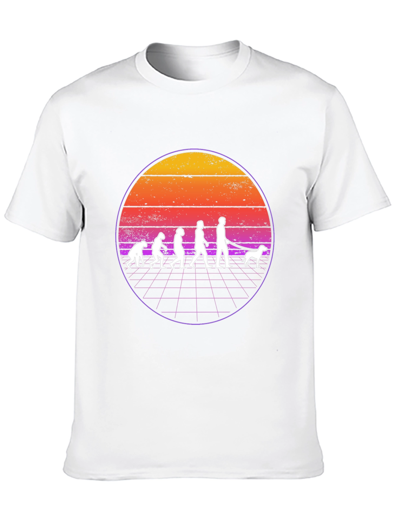 Retro Evolution Dog Walker Graphic T-Shirt