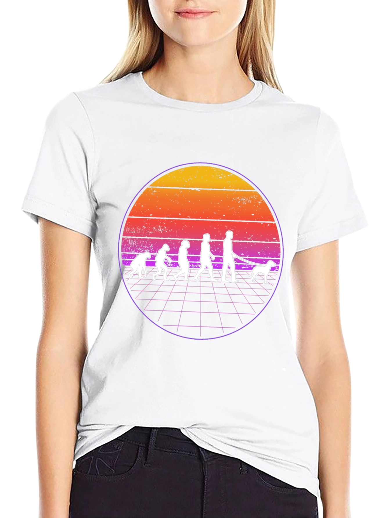 Retro Evolution Dog Walker Graphic T-Shirt