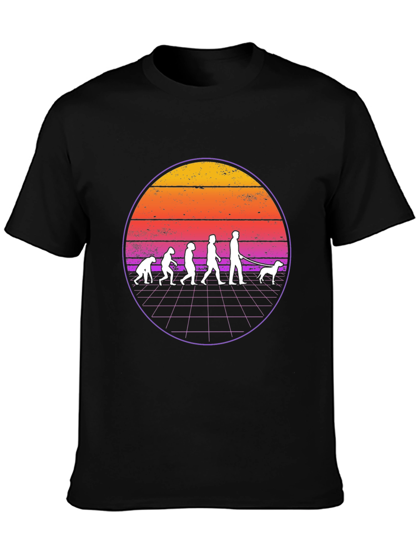 Retro Evolution Dog Walker Graphic T-Shirt