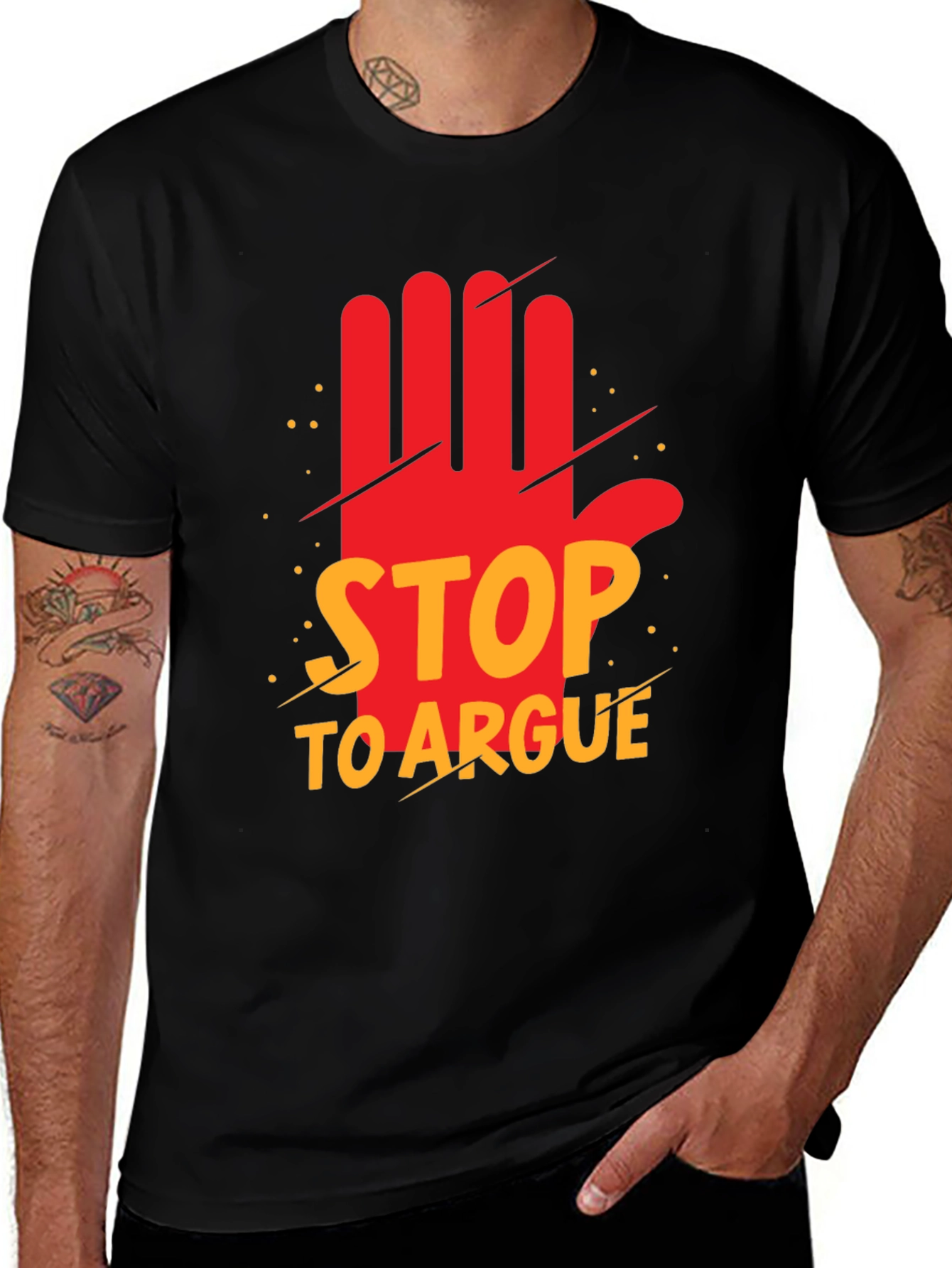 Stop to Argue Graphic Tee - Black