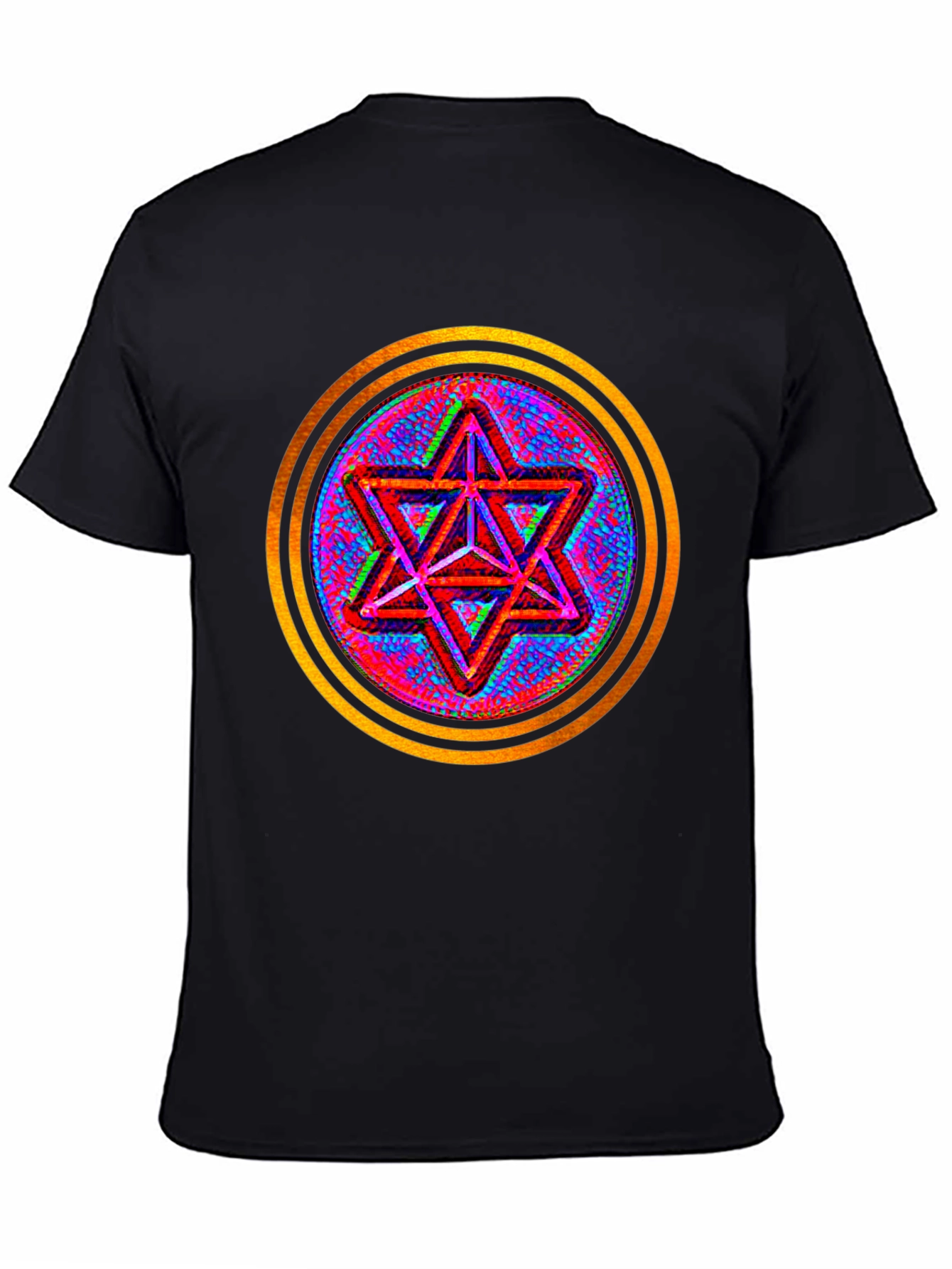 Geometric Star Graphic Tee - Black