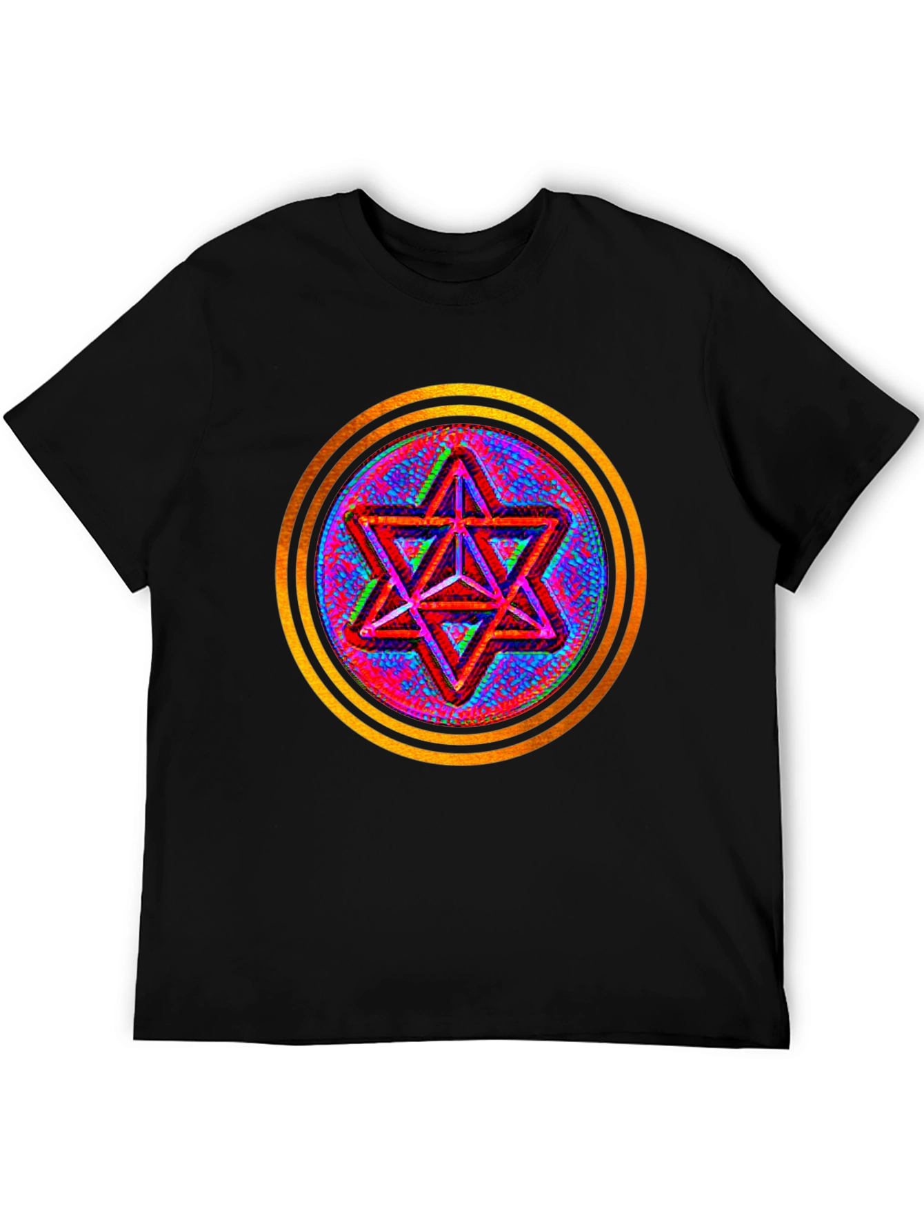 Geometric Star Graphic Tee - Black