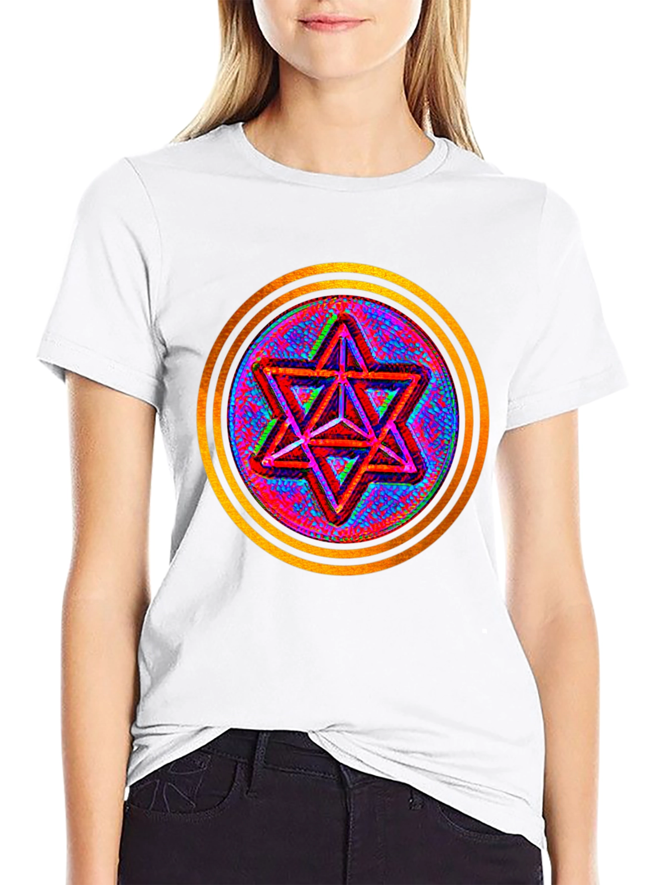 Geometric Star Graphic Tee - Black