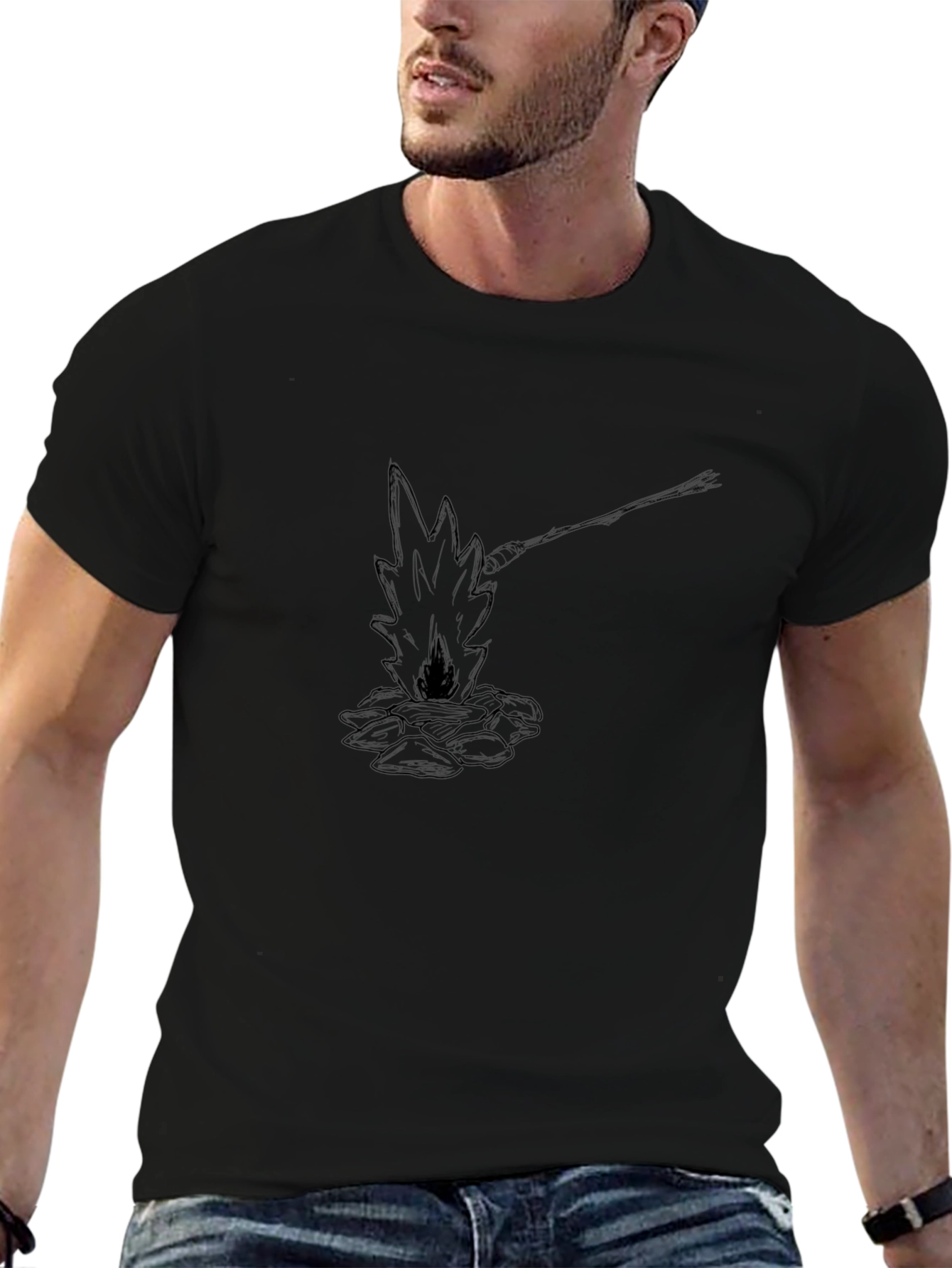 Campfire Graphic T-Shirt - Black Cotton Tee