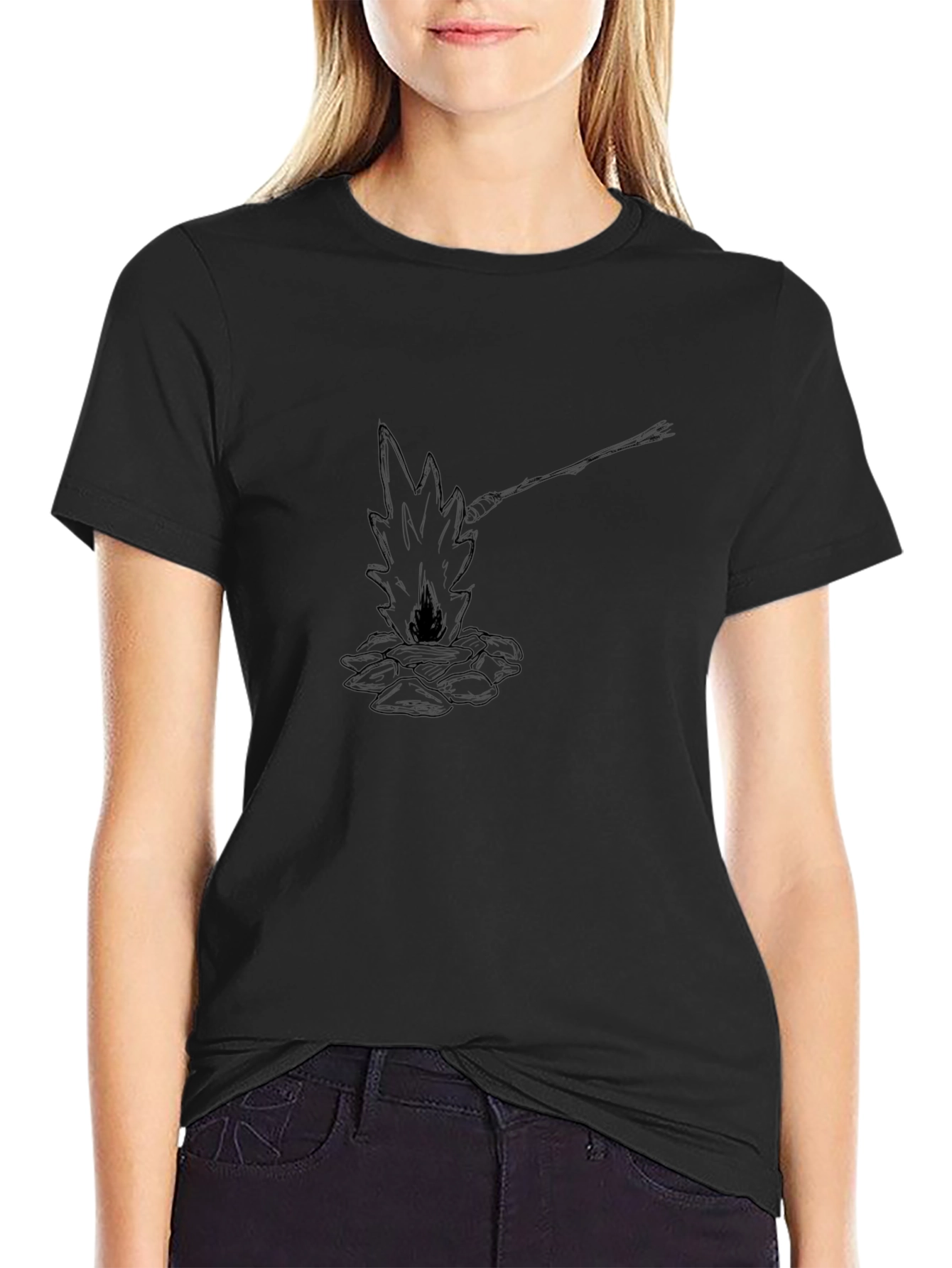 Campfire Graphic T-Shirt - Black Cotton Tee