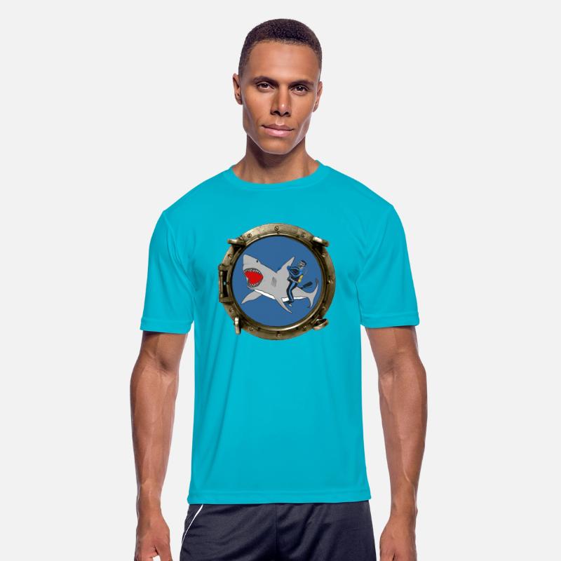 Porthole View of a SCUBA Diver Riding a Shark URM