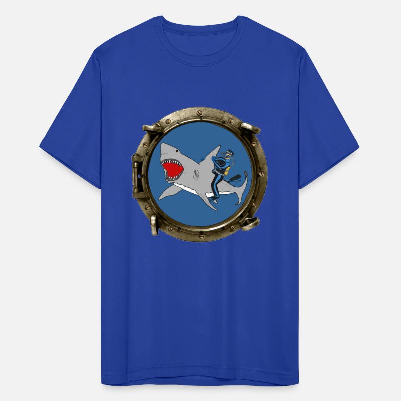 Porthole View of a SCUBA Diver Riding a Shark URM