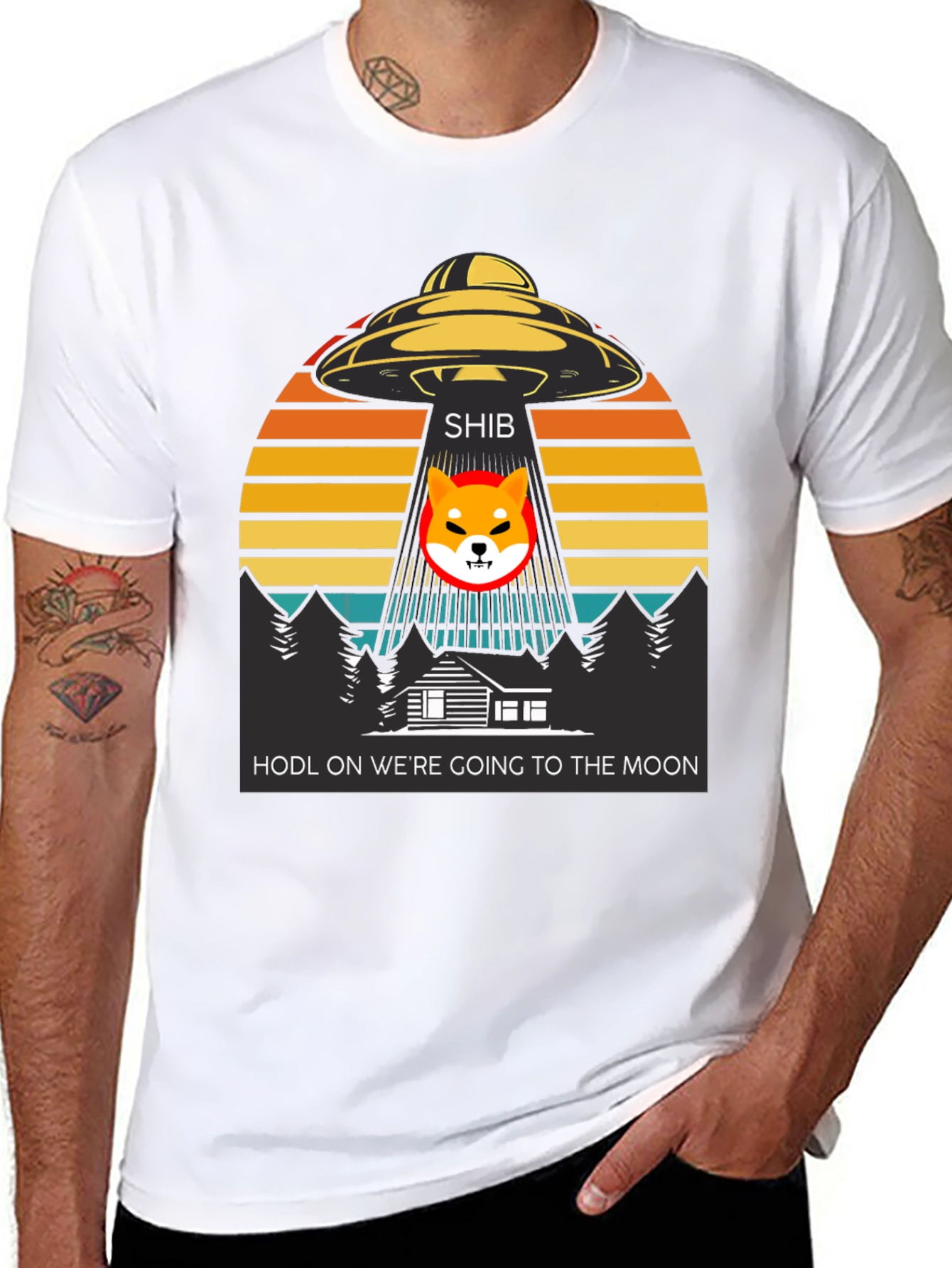 HODL To The Moon Shiba Inu T-Shirt – UFO Crypto Graphic Tee