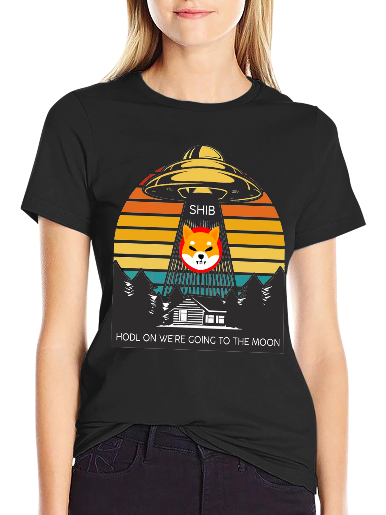 HODL To The Moon Shiba Inu T-Shirt – UFO Crypto Graphic Tee