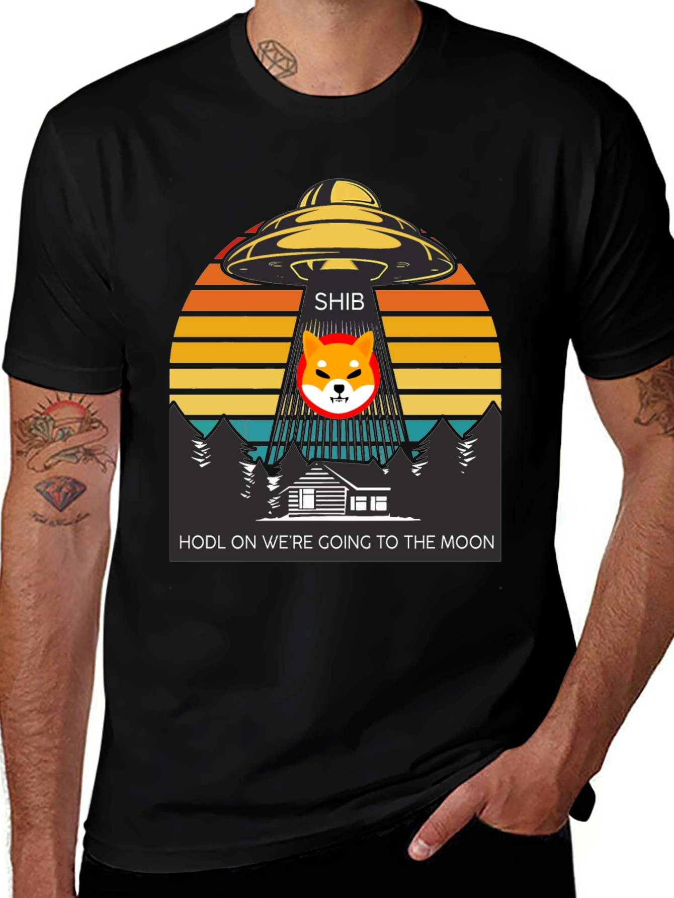 HODL To The Moon Shiba Inu T-Shirt – UFO Crypto Graphic Tee