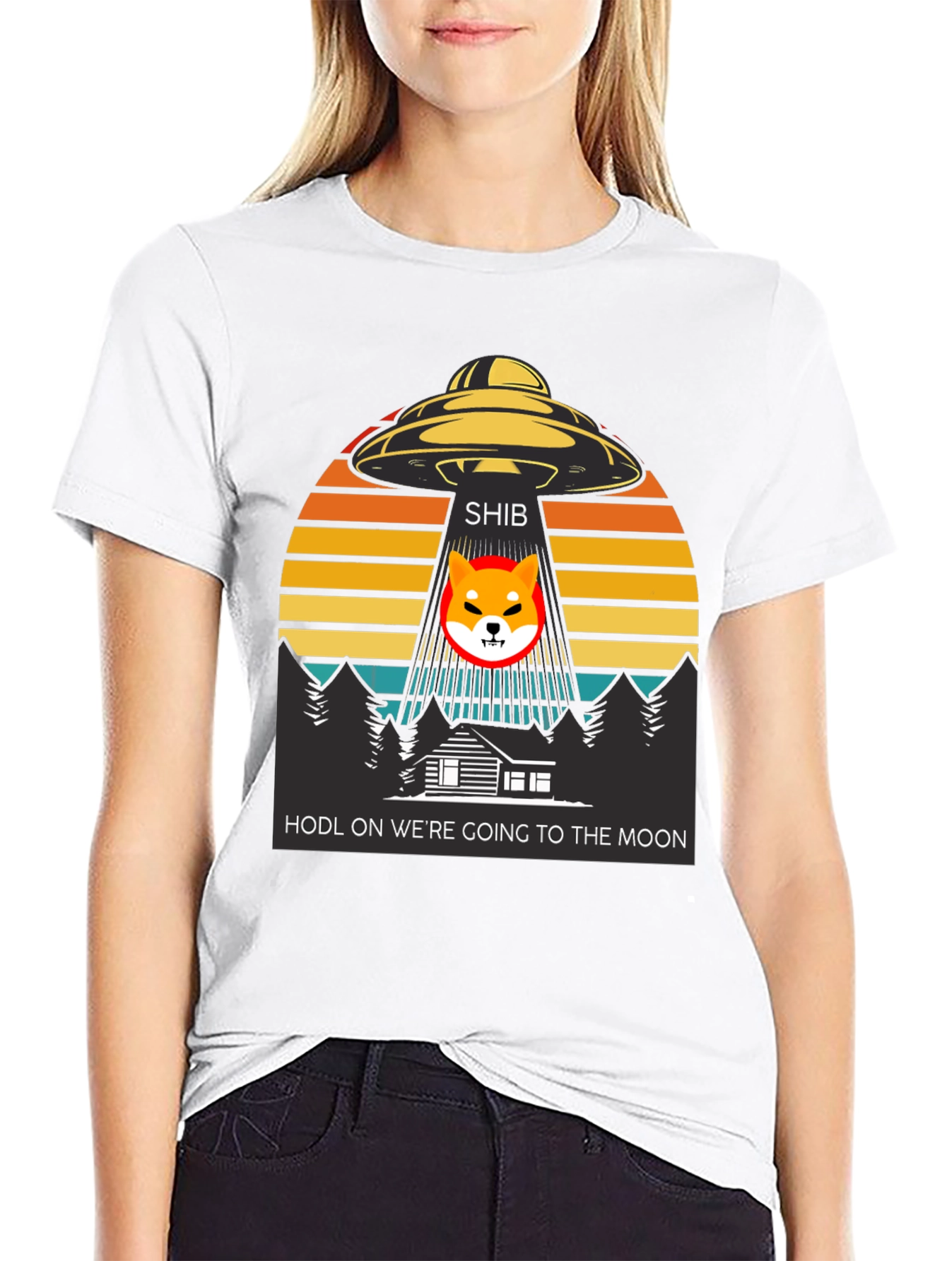 HODL To The Moon Shiba Inu T-Shirt – UFO Crypto Graphic Tee