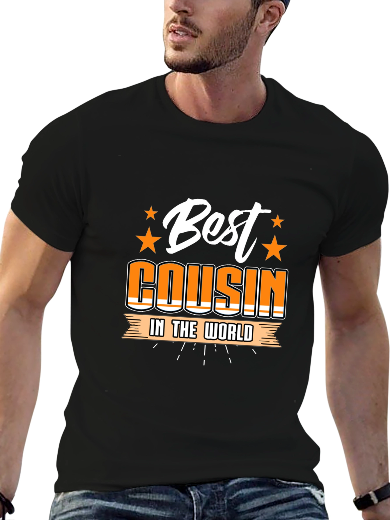 Best Cousin in the World Black Graphic T-Shirt