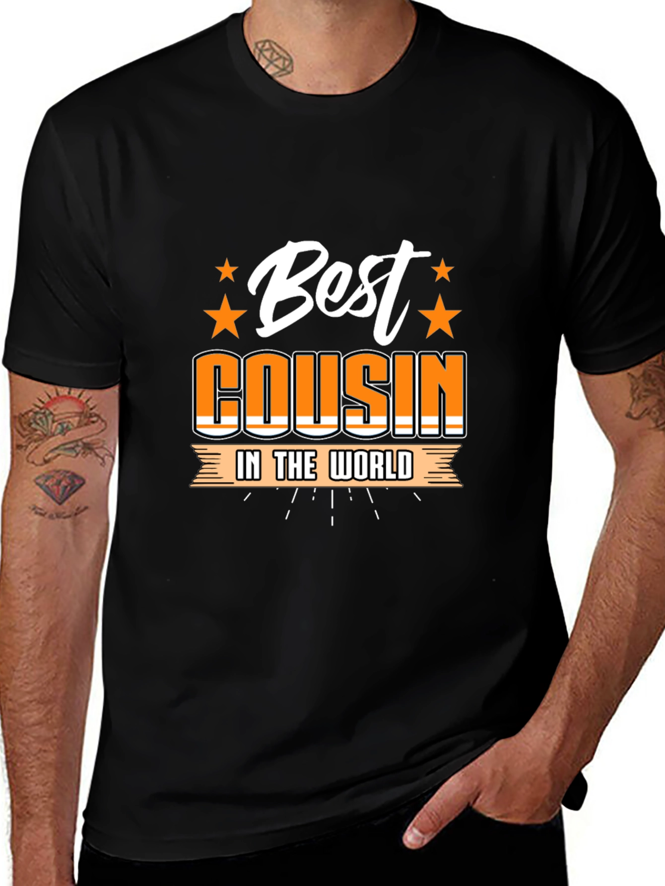 Best Cousin in the World Black Graphic T-Shirt