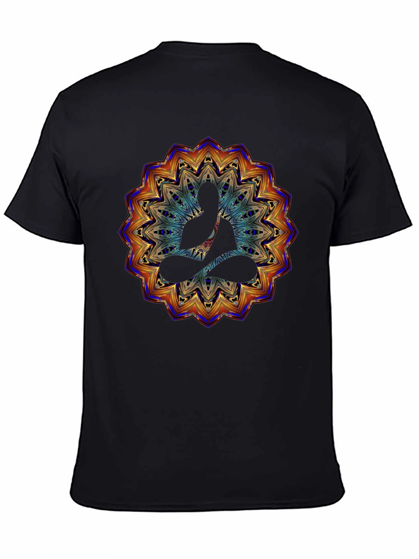 Buddha Mandala Graphic Print T-Shirt - Black