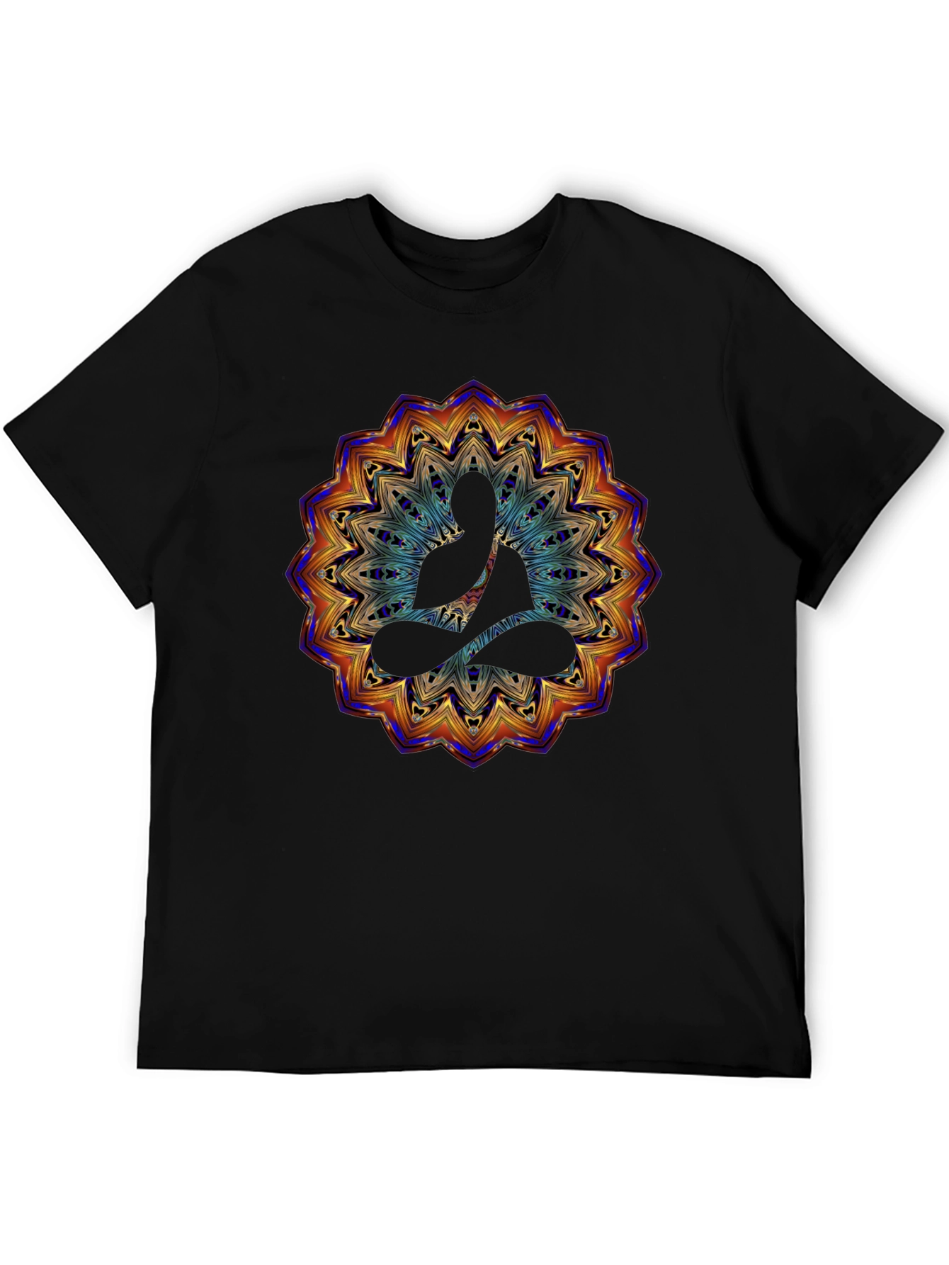 Buddha Mandala Graphic Print T-Shirt - Black