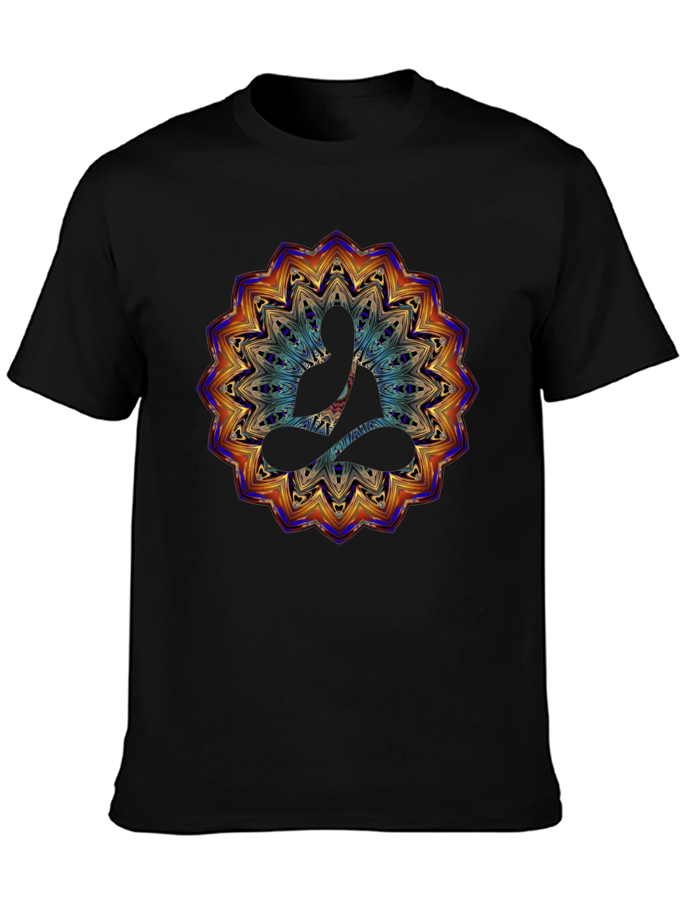 Buddha Mandala Graphic Print T-Shirt - Black