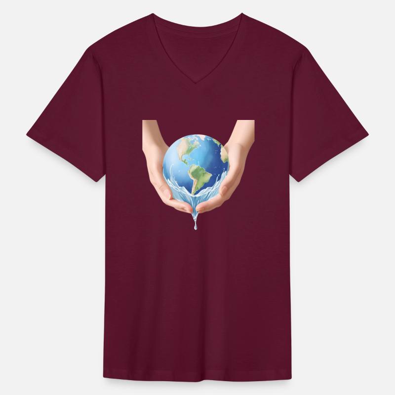 Protective Hands Holding the Earth with Flowing Wa