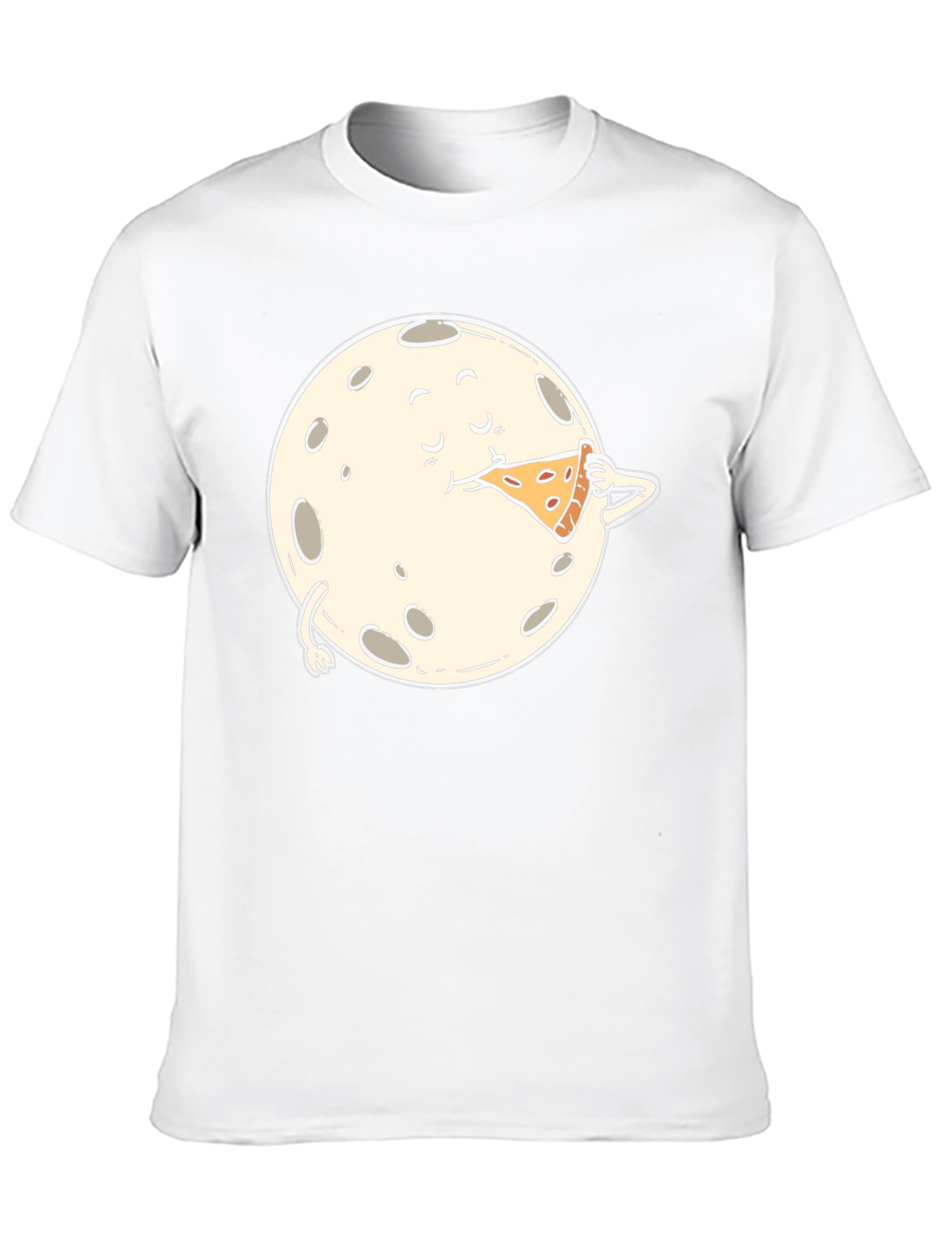 Moon Eating Pizza Graphic Tee - Black Cotton T-Shirt