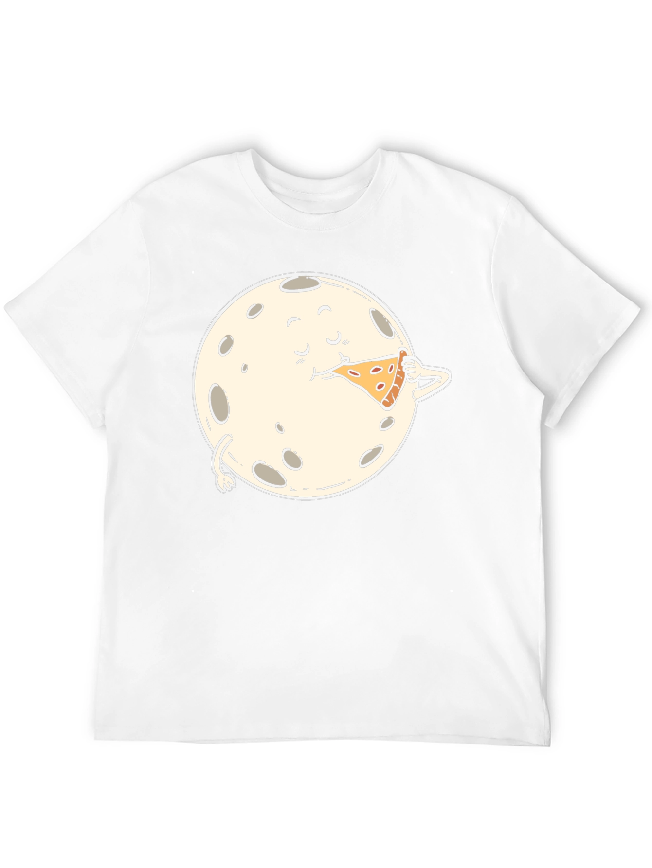 Moon Eating Pizza Graphic Tee - Black Cotton T-Shirt