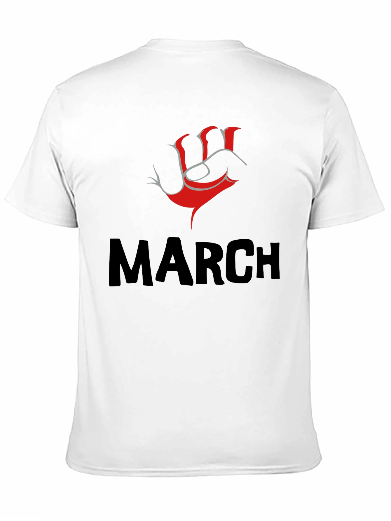 Bold March T-Shirt with Red Fist Design - Mens