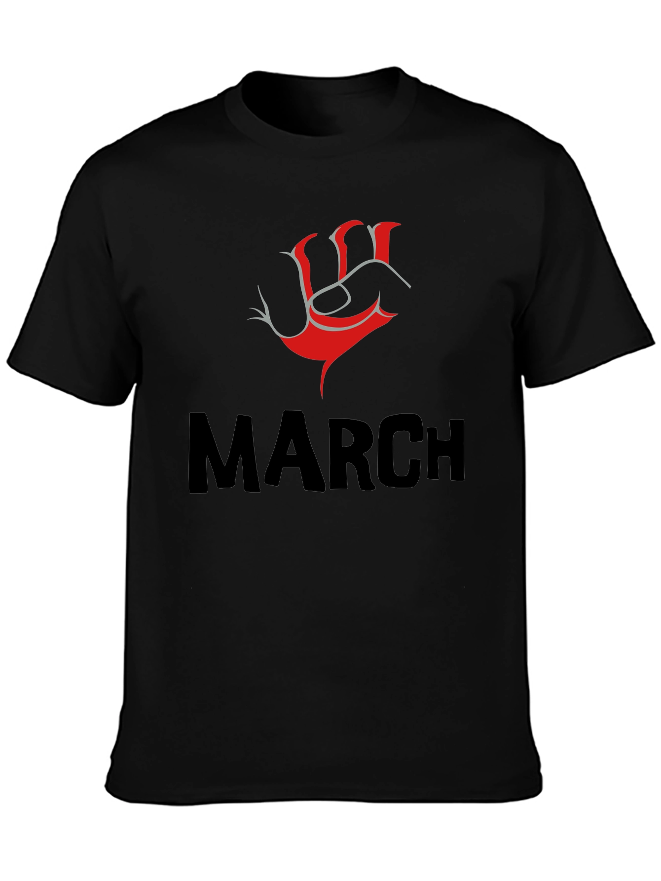 Bold March T-Shirt with Red Fist Design - Mens