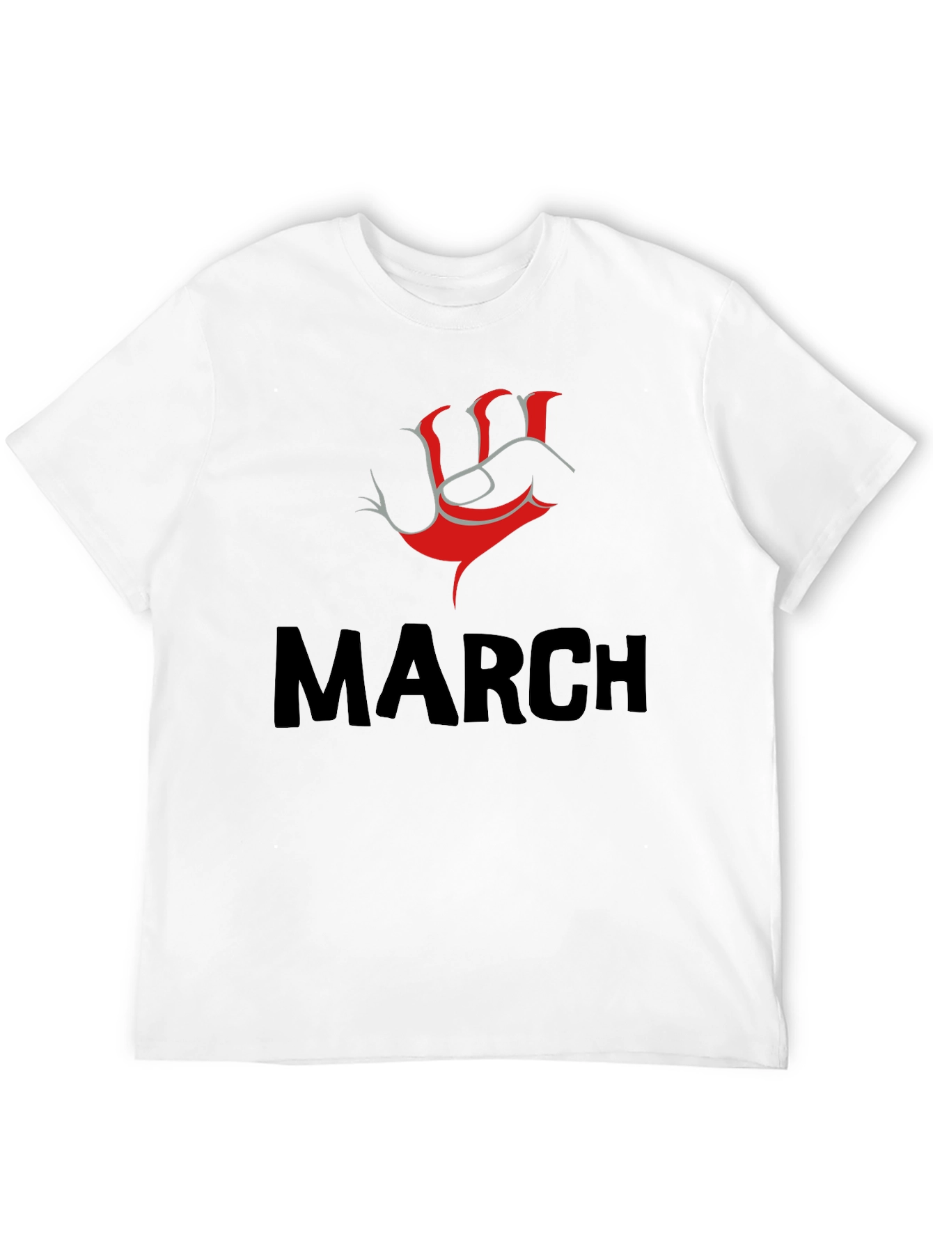 Bold March T-Shirt with Red Fist Design - Mens