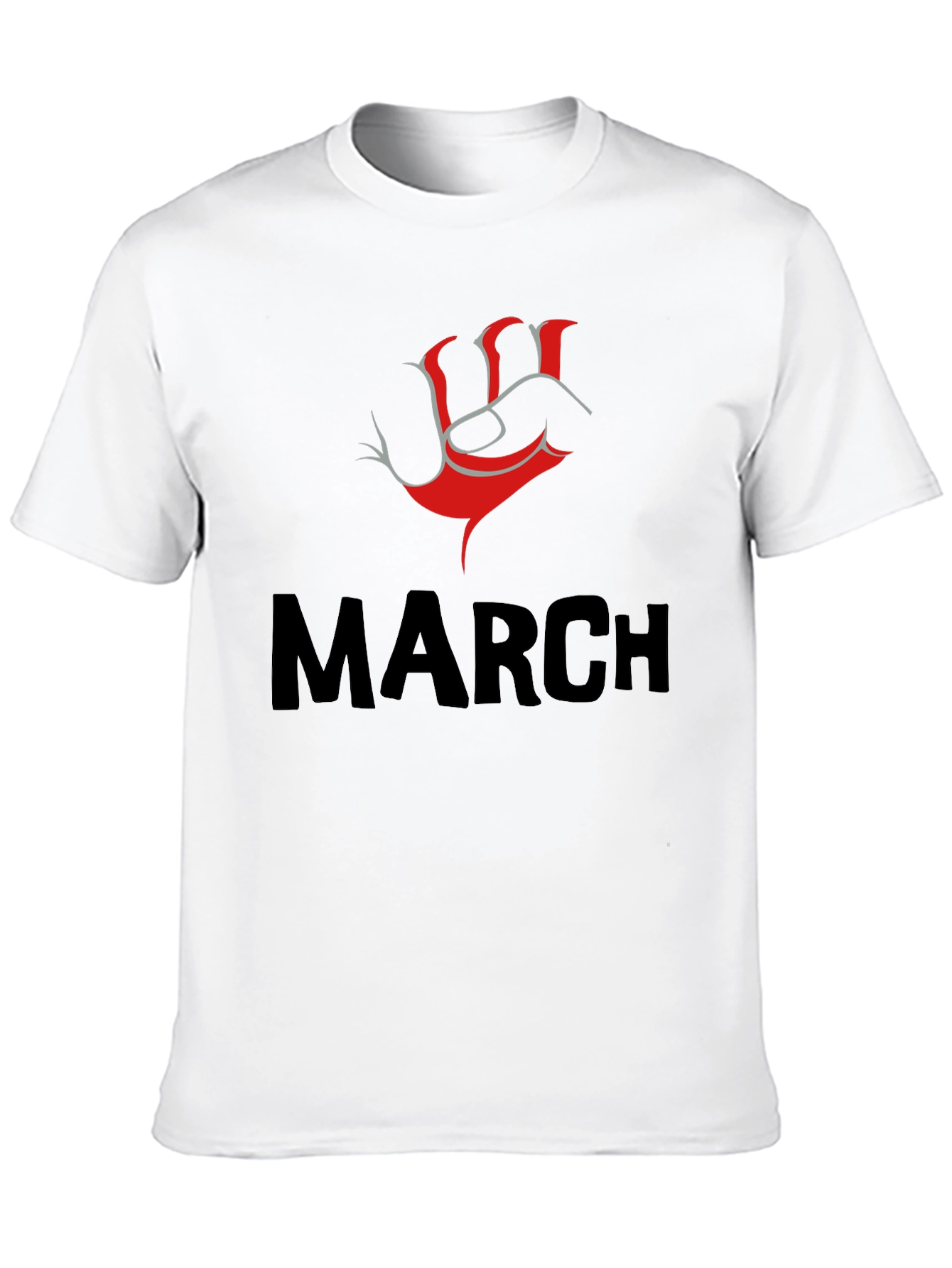 Bold March T-Shirt with Red Fist Design - Mens
