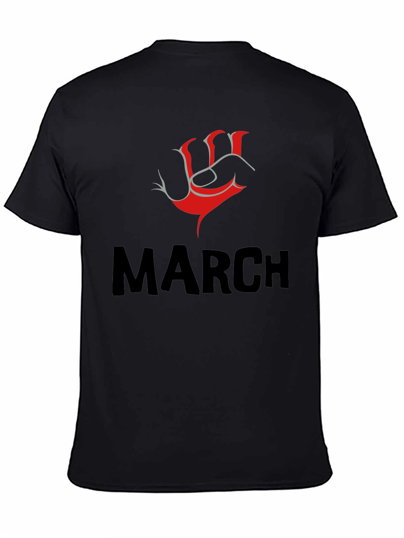 Bold March T-Shirt with Red Fist Design - Mens