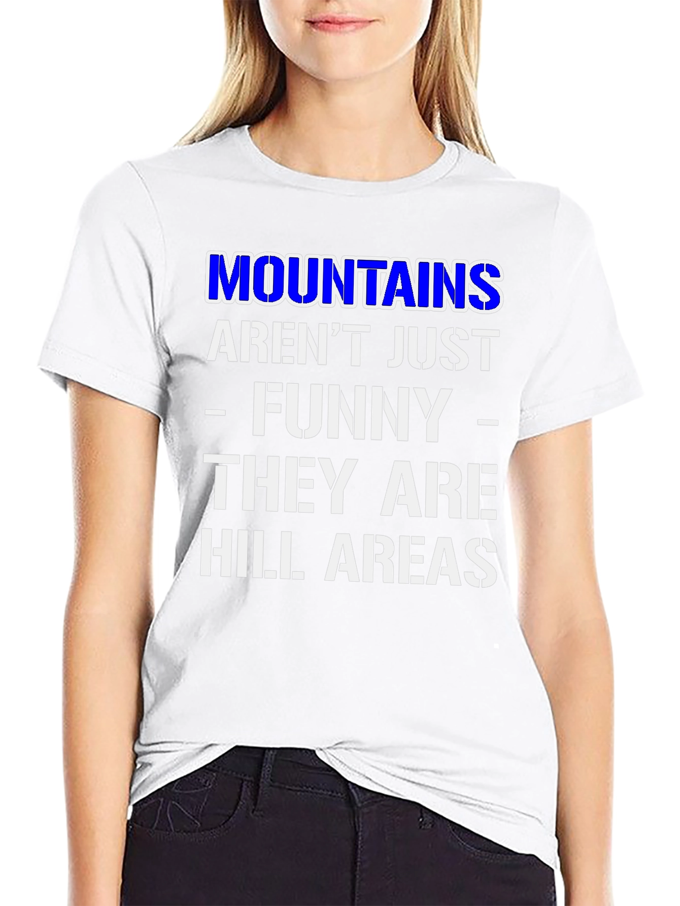 Funny Mountains Hill Areas Black T-Shirt