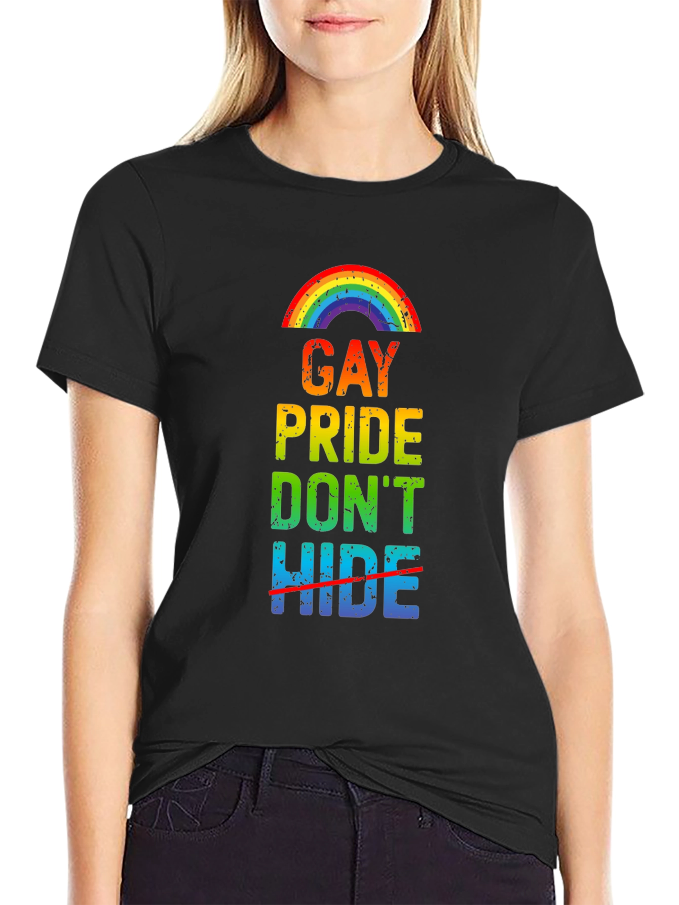 Gay Pride Dont Hide Rainbow Graphic T-Shirt