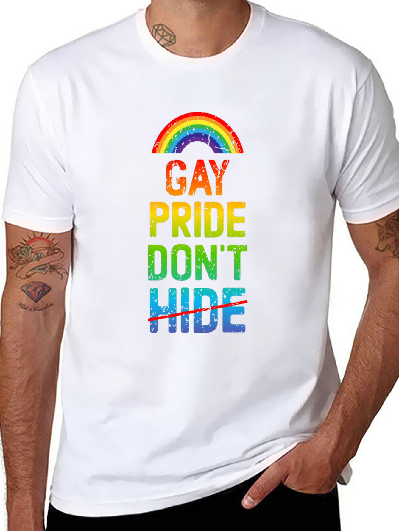 Gay Pride Dont Hide Rainbow Graphic T-Shirt