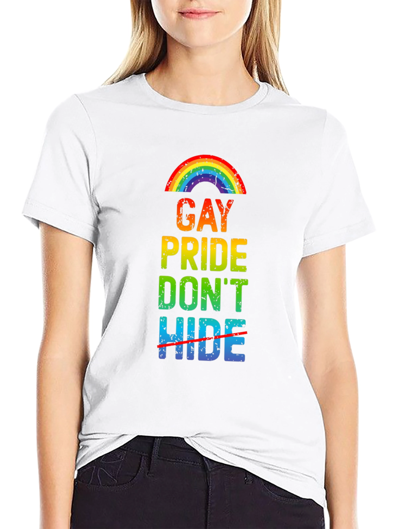 Gay Pride Dont Hide Rainbow Graphic T-Shirt