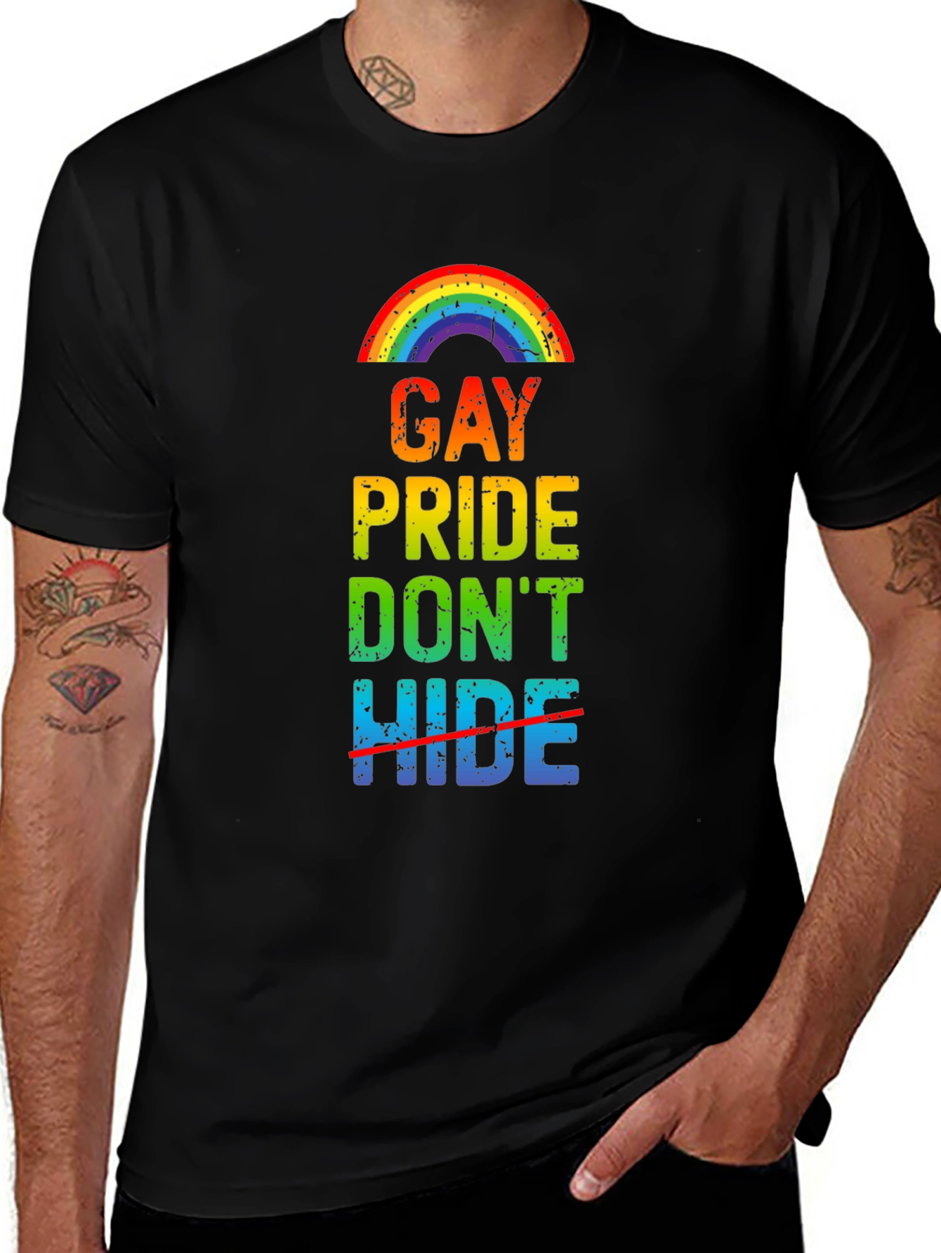 Gay Pride Dont Hide Rainbow Graphic T-Shirt