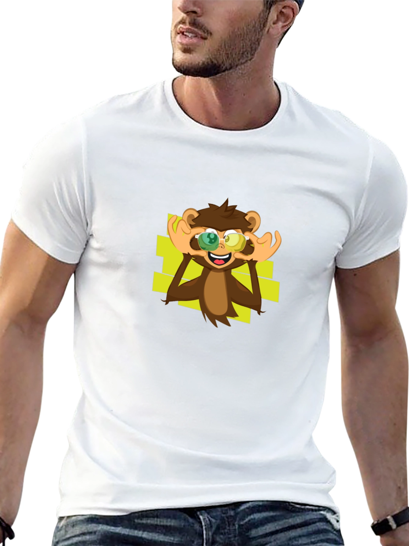 Monkey Graphic Tee - Black Cotton T-Shirt