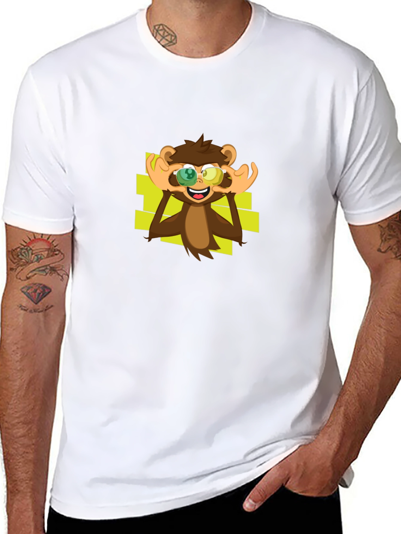 Monkey Graphic Tee - Black Cotton T-Shirt